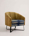 Sillón artesanal tapizado Shibori Azul y Verde | Mariana Vallejo