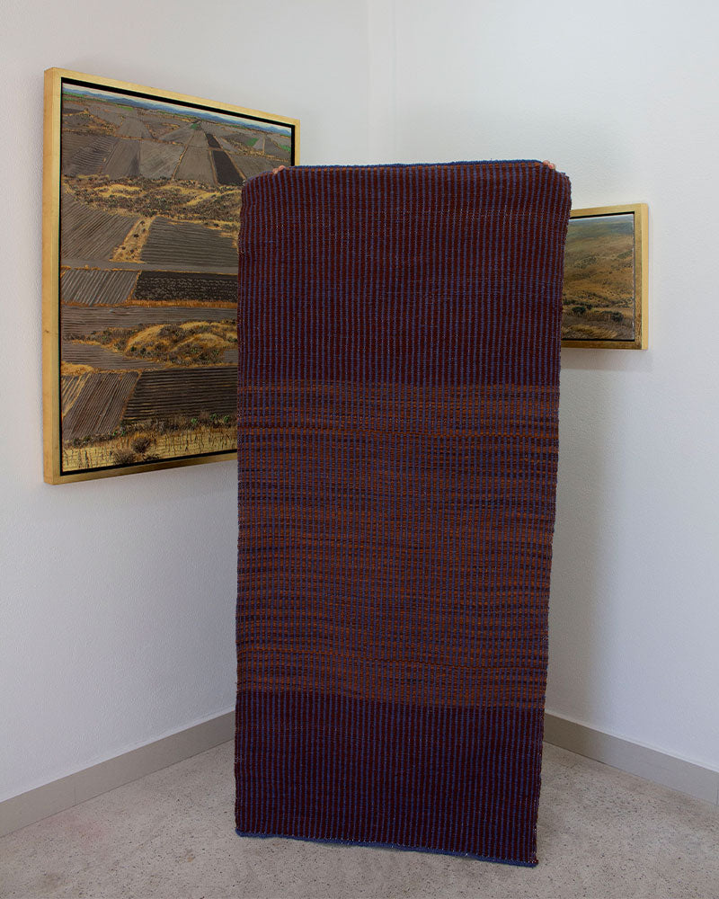 Tapete de lana azul y café | Arte Textil Paola Medrano
